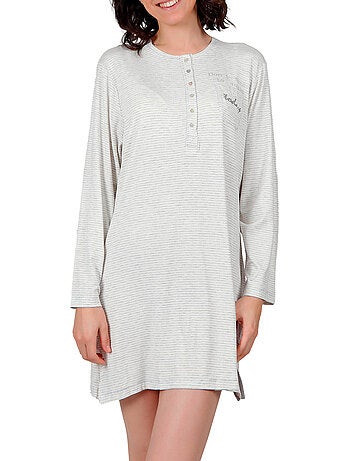 Chemise de nuit do not forget to smile gris