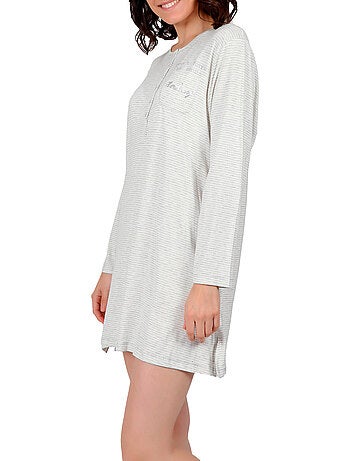 Chemise de nuit do not forget to smile gris