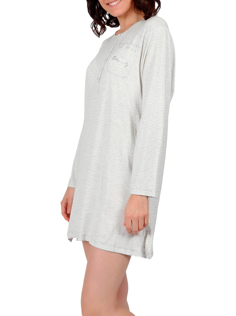 Chemise de nuit do not forget to smile gris Gris - Kiabi