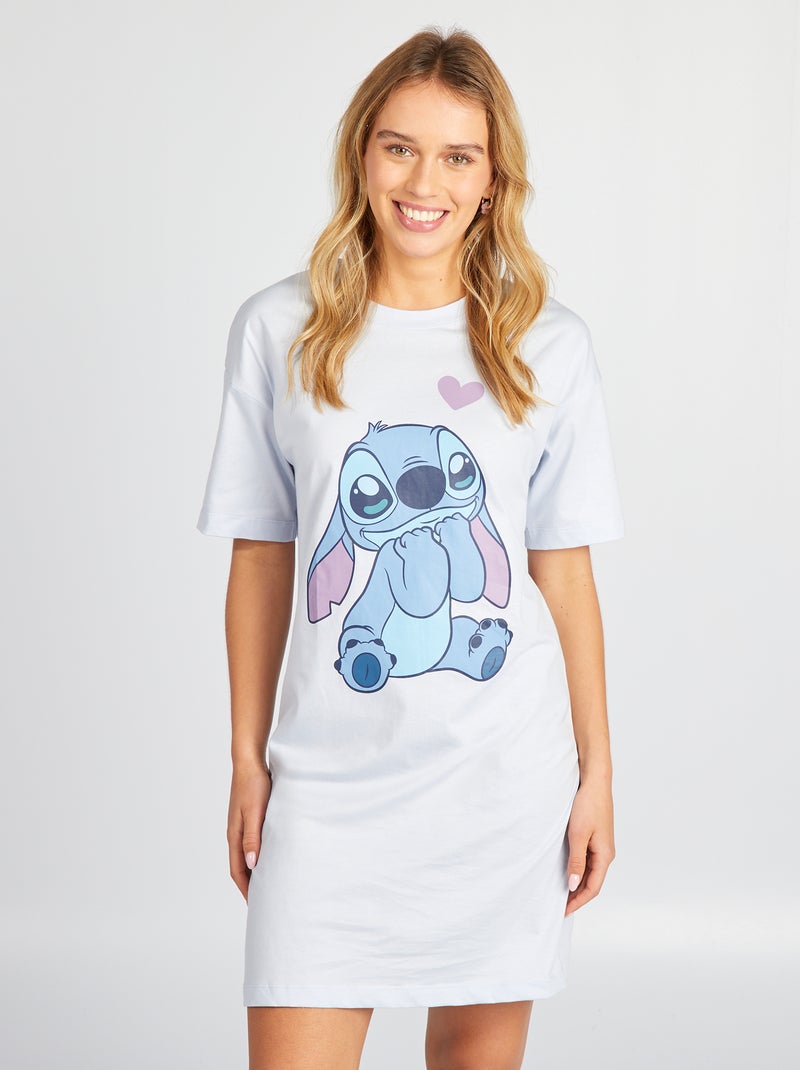 Chemise de nuit imprimée 'Stitch' Bleu - Kiabi
