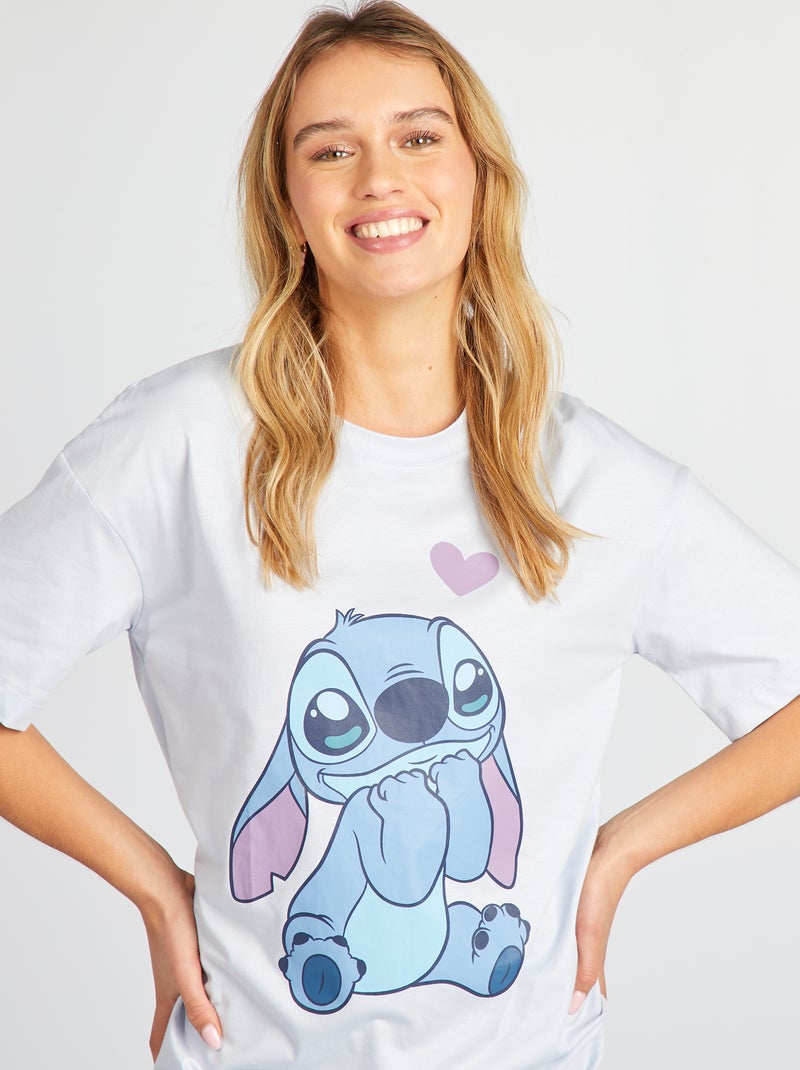 Chemise de nuit imprimée 'Stitch' Bleu - Kiabi
