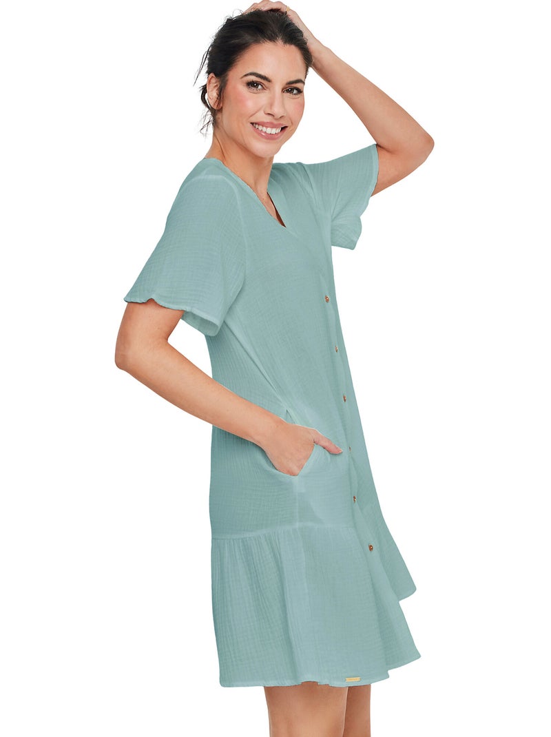 Chemise de nuit manches courtes homewear p119 Bleu turquoise - Kiabi