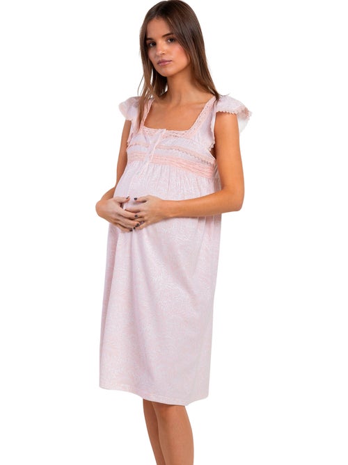 Chemise de nuit manches courtes maternité light classic - Kiabi