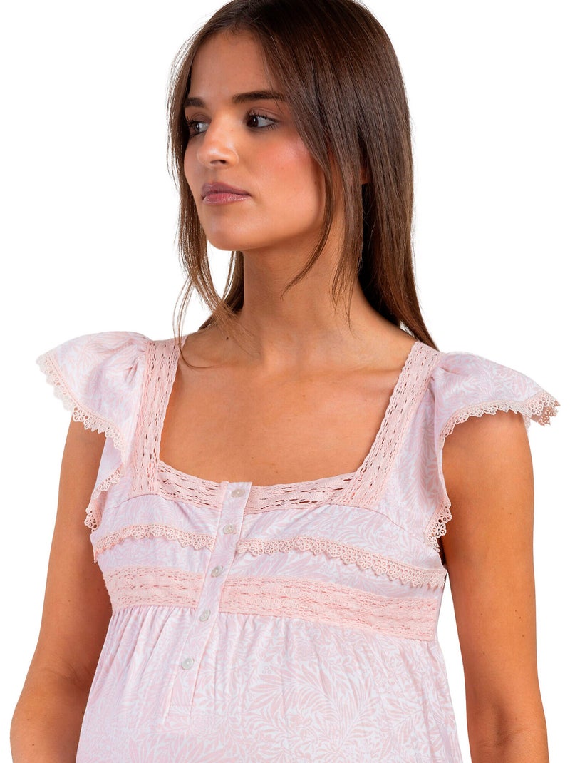 Chemise de nuit manches courtes maternité light classic Rose - Kiabi
