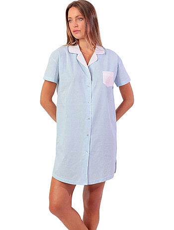 Chemise de nuit manches courtes stripes home