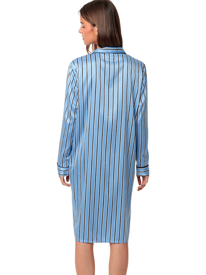 Chemise de nuit manches longues adm secret Bleu - Kiabi