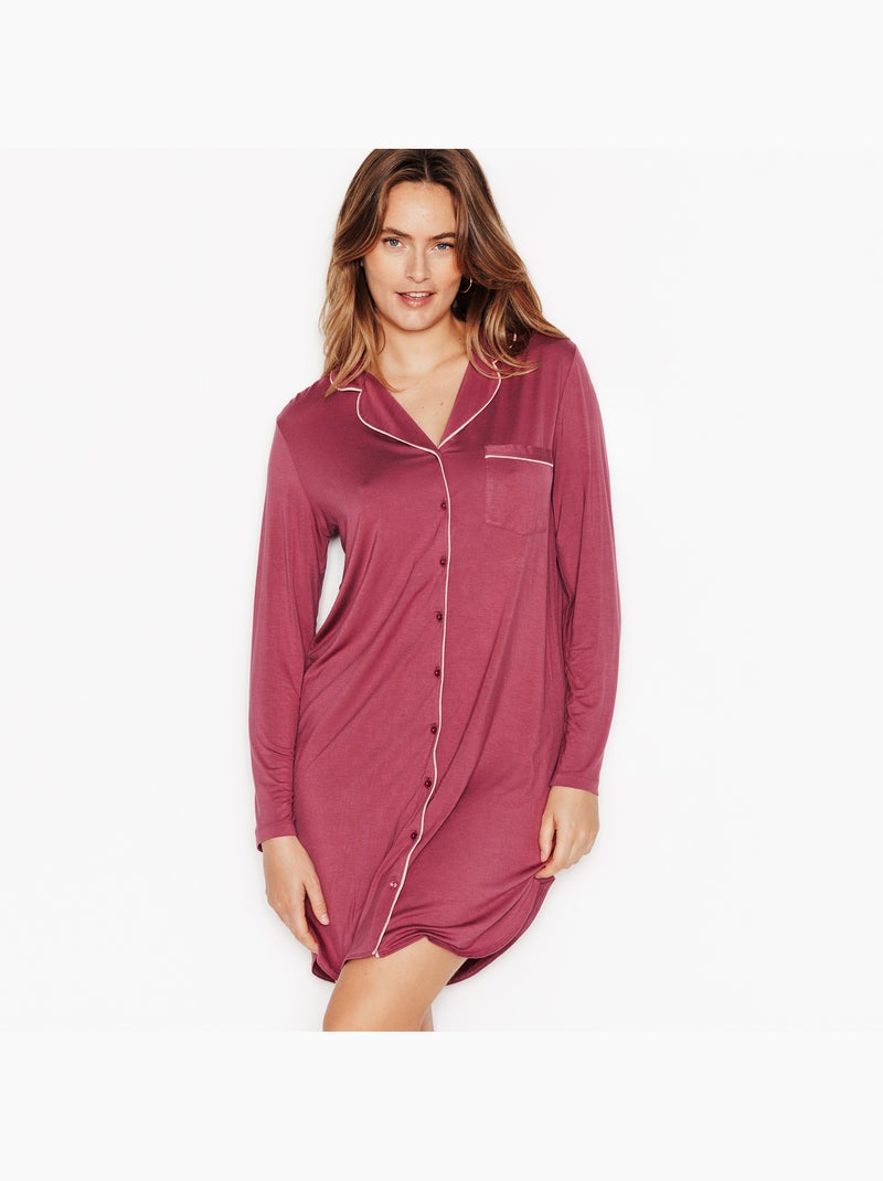 Chemise de nuit manches longues camilla - rougegorge lingerie Rose - Kiabi