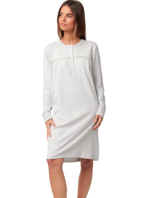 Chemise de nuit manches longues classic interlock - Kiabi