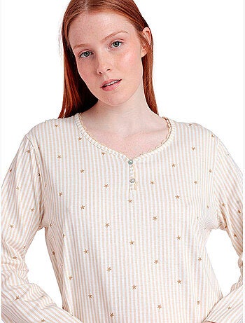 Chemise de nuit manches longues col rond stripes and stars