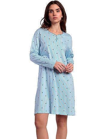 Chemise de nuit manches longues col rond stripes and stars