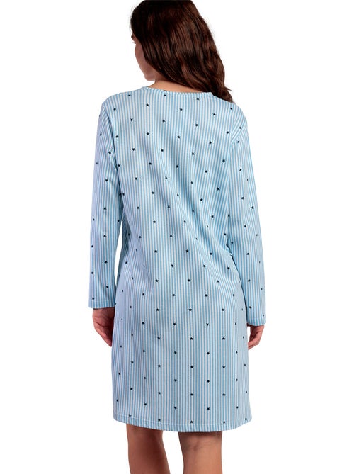 Chemise de nuit manches longues col rond stripes and stars - Kiabi