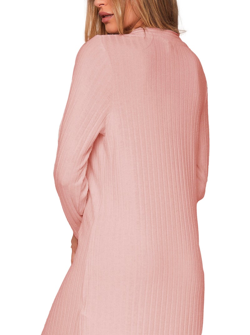 Chemise de nuit manches longues elegant line Rose - Kiabi