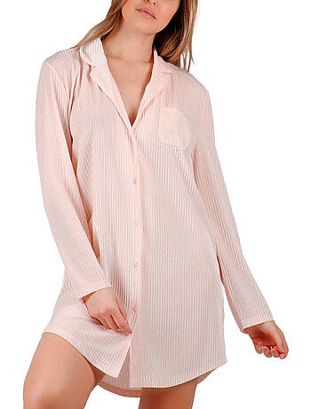 Chemise de nuit manches longues elegant stripes
