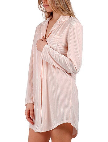 Chemise de nuit manches longues elegant stripes