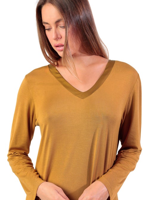 Chemise de nuit manches longues lisos - Kiabi Chemise de nuit manches longues lisos - Kiabi