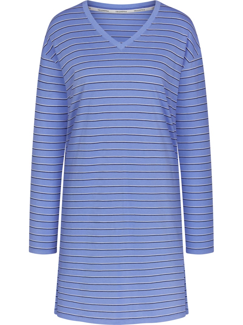 Chemise de nuit manches longues minimalistic Bleu - Kiabi