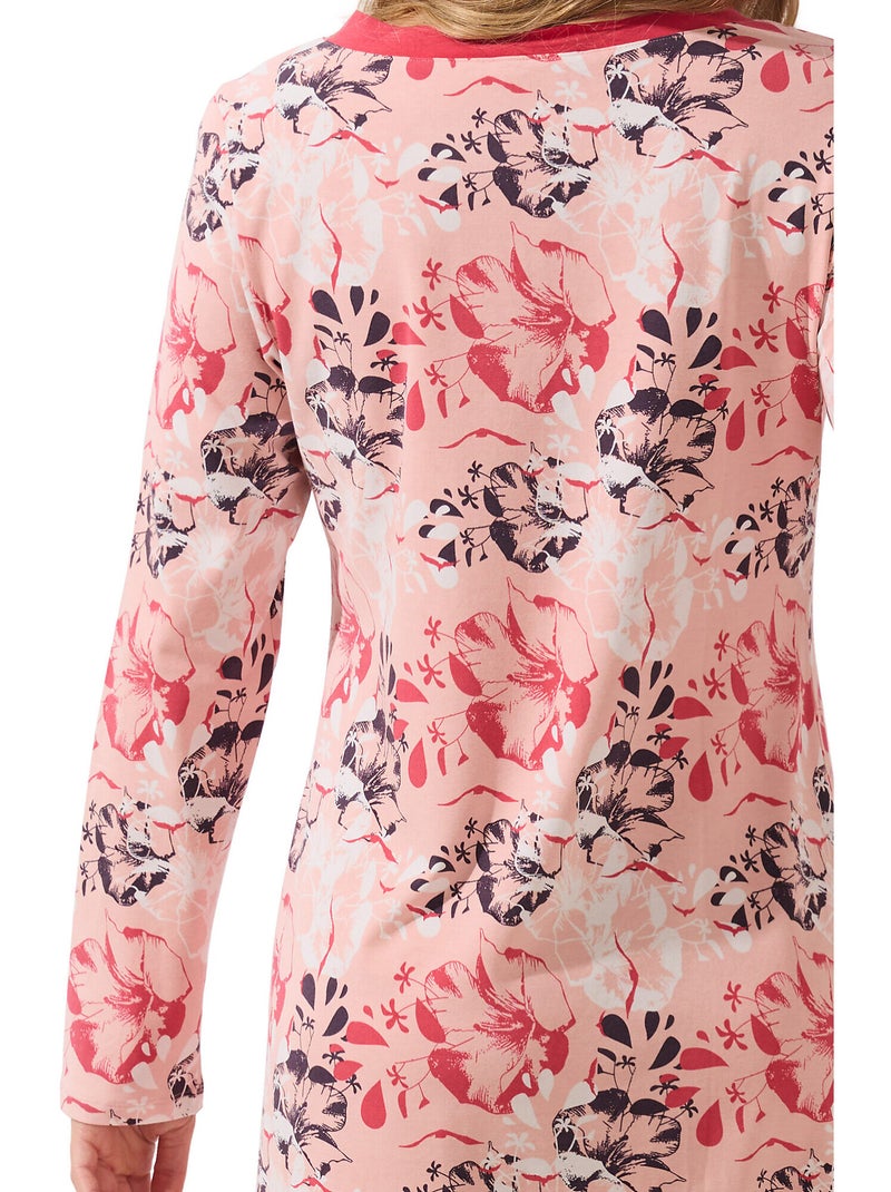 Chemise de nuit manches longues ocean Orange corail - Kiabi