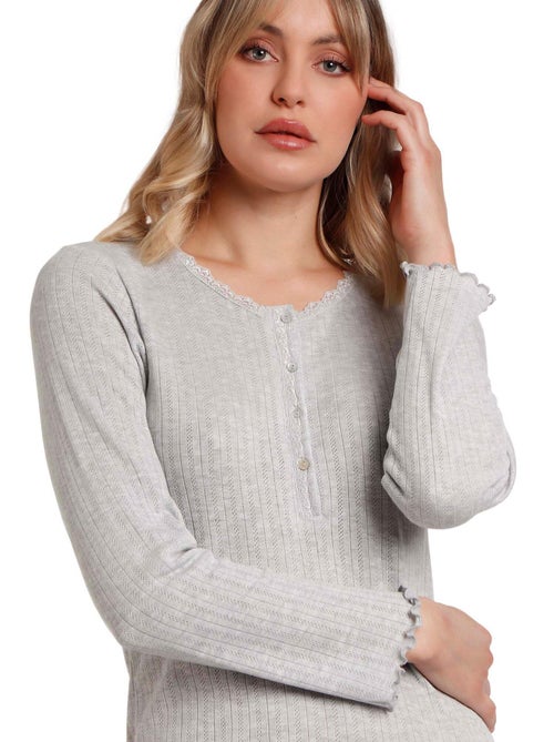 Chemise de nuit manches longues soft canale - Kiabi Chemise de nuit manches longues soft canale - Kiabi