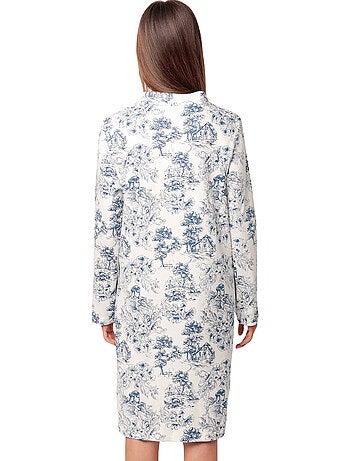 Chemise de nuit manches longues toile de jouy