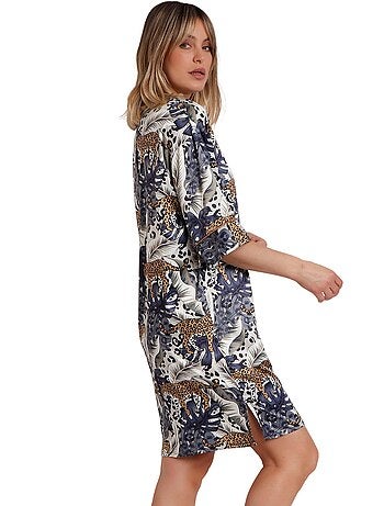 Chemise de nuit manches mi-longues luxury leopard