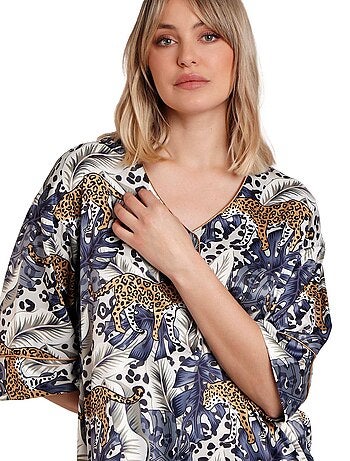 Chemise de nuit manches mi-longues luxury leopard