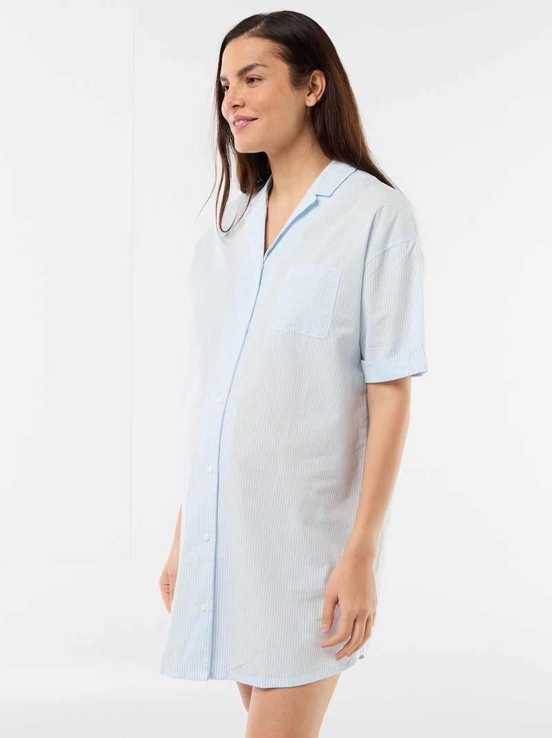 Chemise de nuit maternité boutonnée Bleu - Kiabi