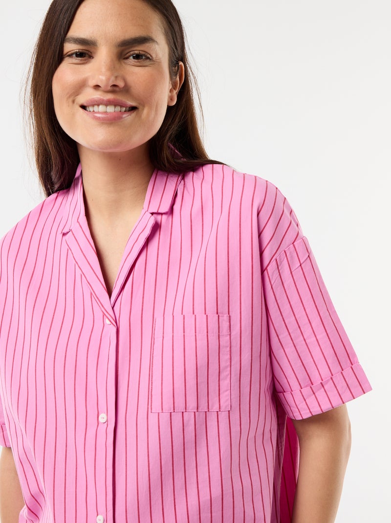Chemise de nuit maternité boutonnée Rose - Kiabi