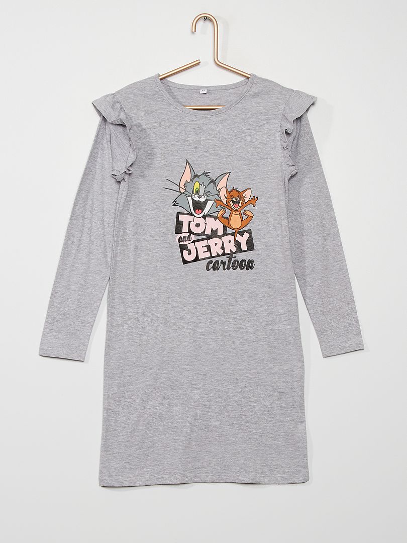 Chemise de nuit 'Tom & Jerry' gris chiné - Kiabi