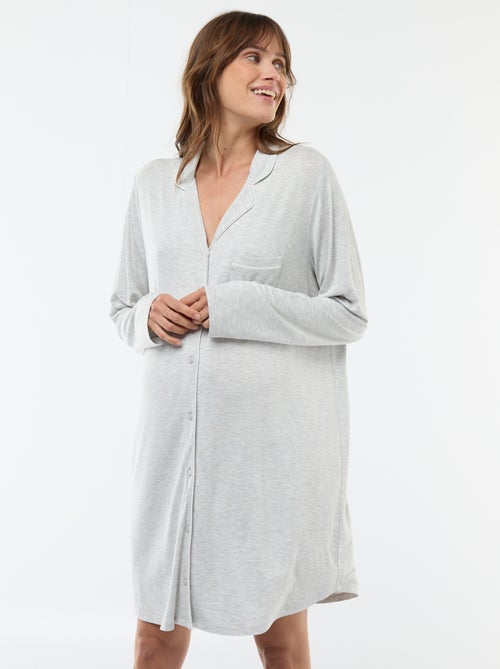 Chemise de nuit unie de maternité - Kiabi