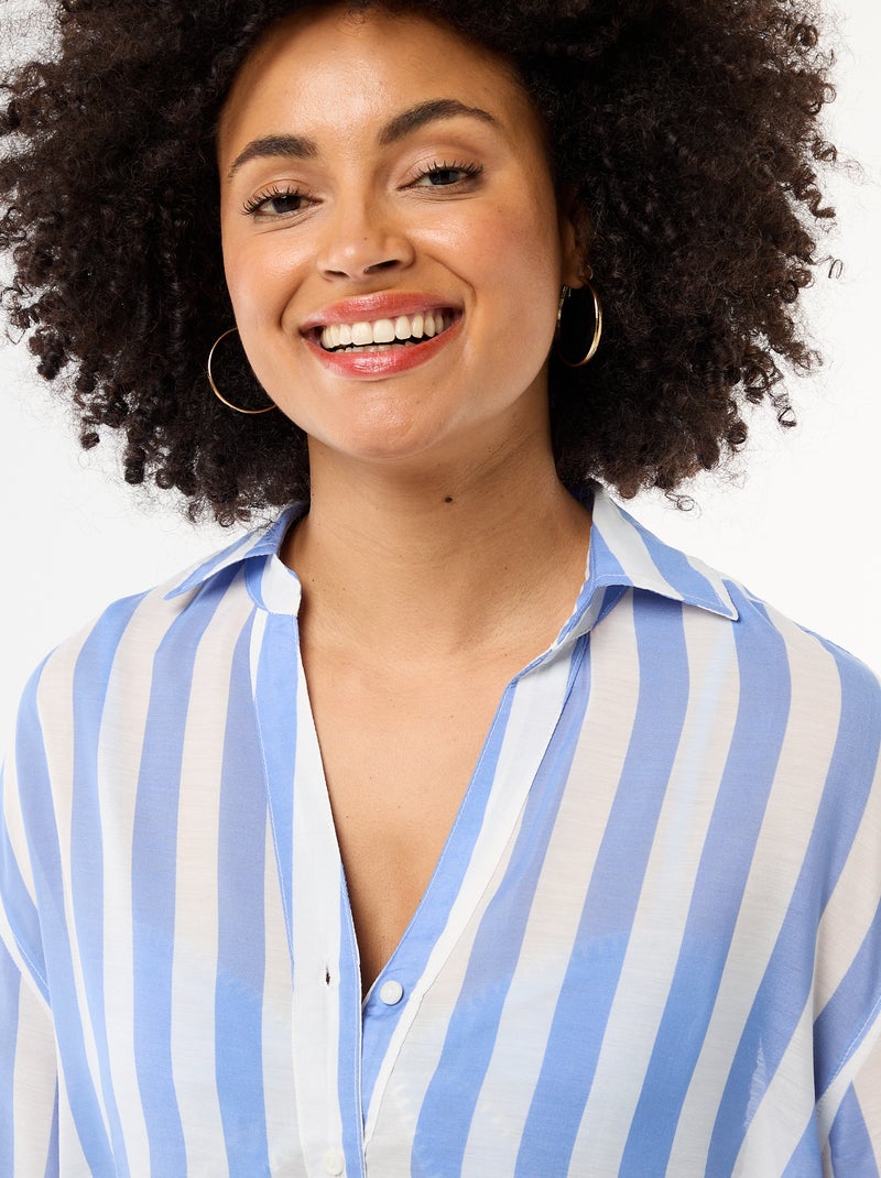 Chemise de plage fluide imprimée Bleu - Kiabi