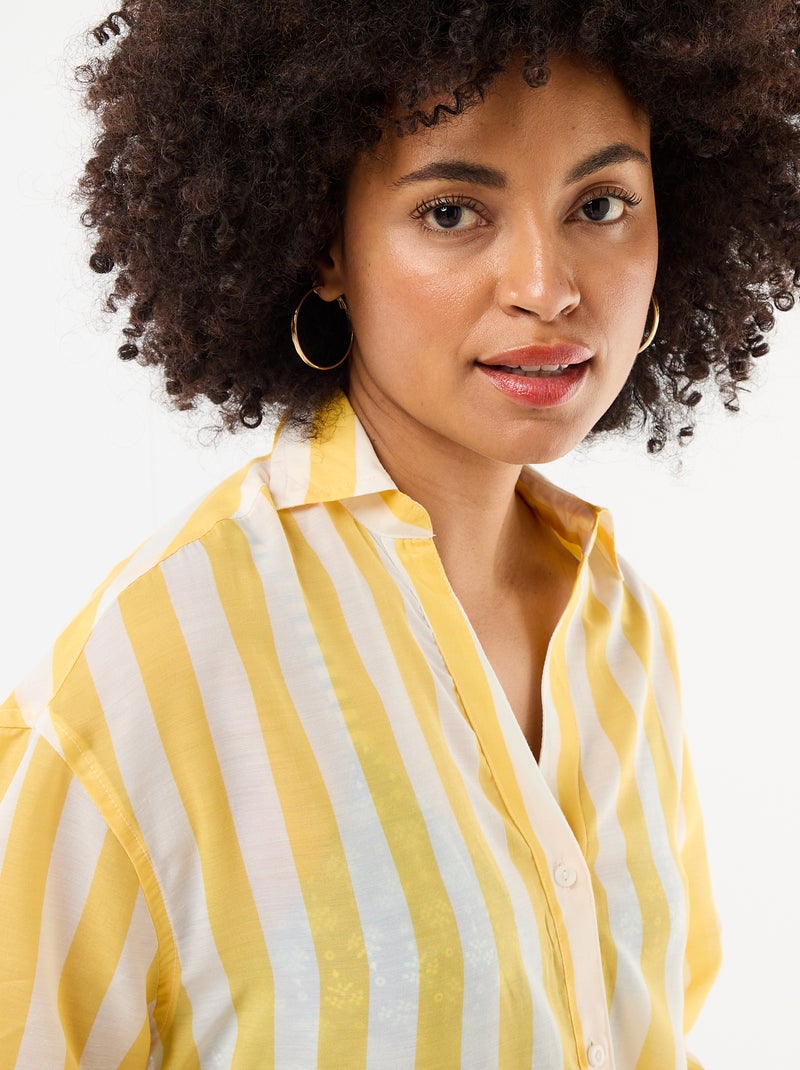 Chemise de plage fluide imprimée Jaune - Kiabi