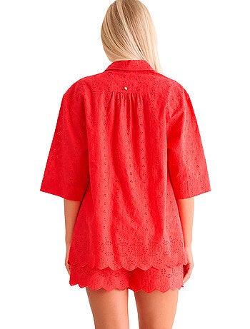 Chemise de plage manches trois quarts panama