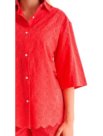 Chemise de plage manches trois quarts panama