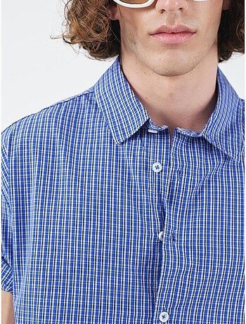 Chemise décontractée à carreaux boutonnée à manches courtes giesto