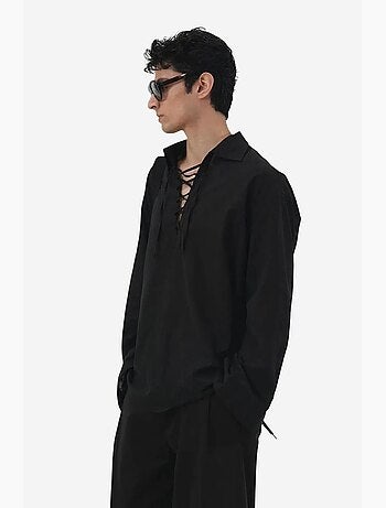 Chemise décontractée à manches longues avec lien à nouer giesto