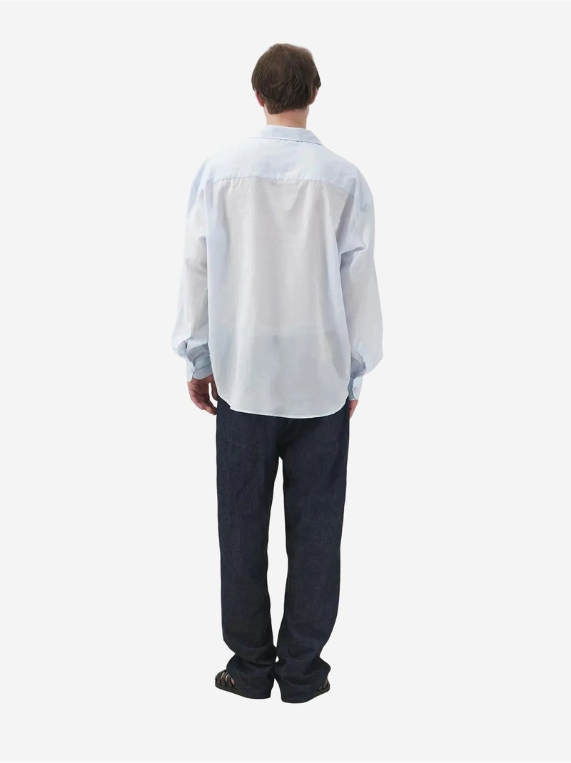 Chemise décontractée à manches longues coupe ample avec détail noué giesto Bleu pastel - Kiabi