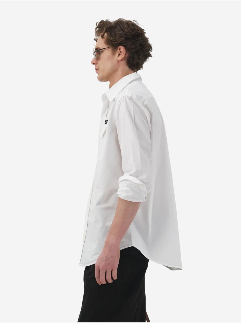 Chemise décontractée à manches longues en coton avec poche giesto Blanc - Kiabi