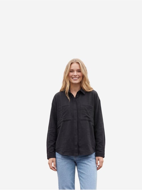 Chemise décontractée boutonnée en lin mélangé avec poche my fashion - Kiabi Chemise décontractée boutonnée en lin mélangé avec poche my fashion - Kiabi
