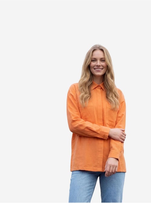 Chemise décontractée boutonnée en lin mélangé avec poche my fashion - Kiabi