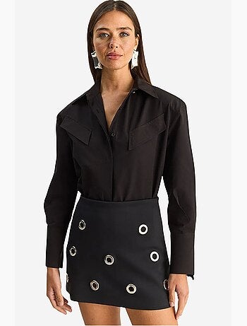 Chemise décontractée en popeline boutonnée à manches longues avec poche lucci