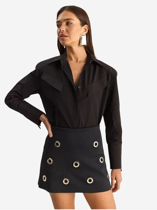 Chemise décontractée en popeline boutonnée à manches longues avec poche lucci - Kiabi