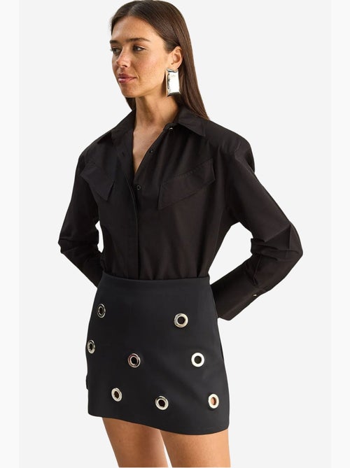 Chemise décontractée en popeline boutonnée à manches longues avec poche lucci - Kiabi