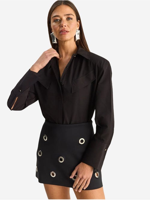 Chemise décontractée en popeline boutonnée à manches longues avec poche lucci - Kiabi