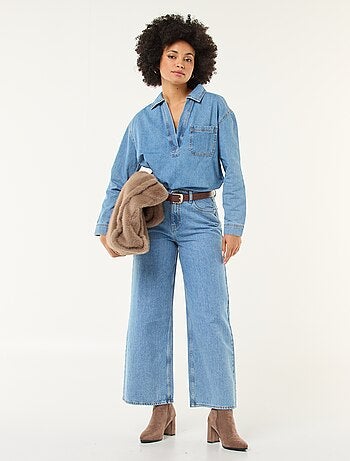 Chemise denim manches longues