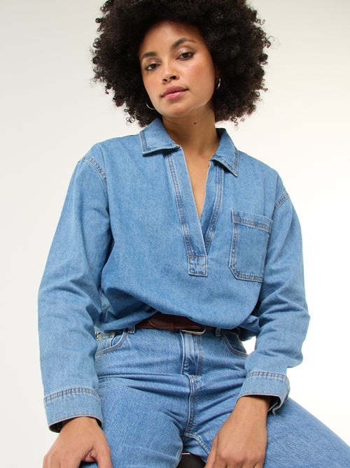 Chemise denim manches longues - Kiabi