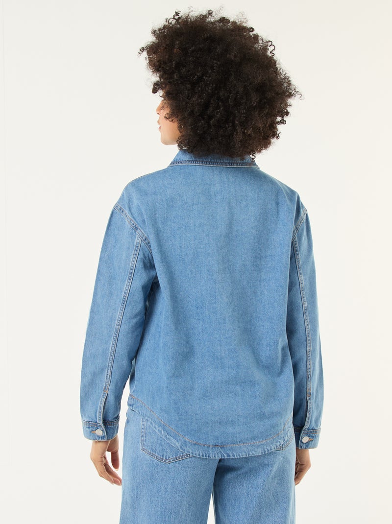 Chemise denim manches longues Bleu - Kiabi