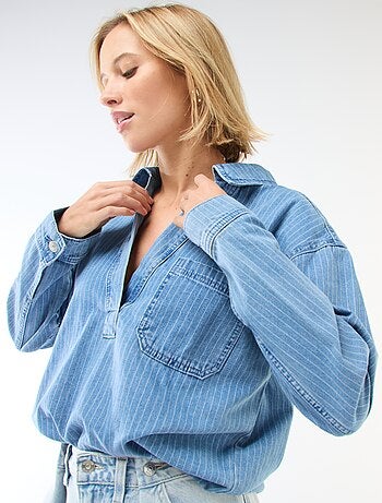 Chemise denim manches longues