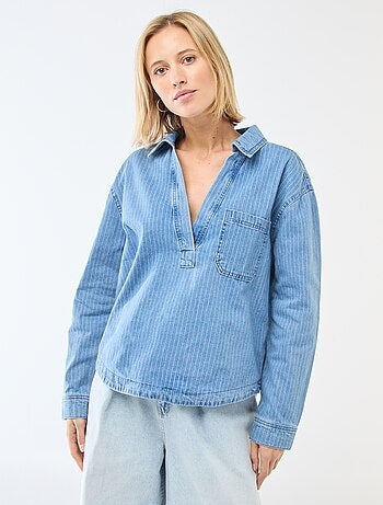 Chemise denim manches longues