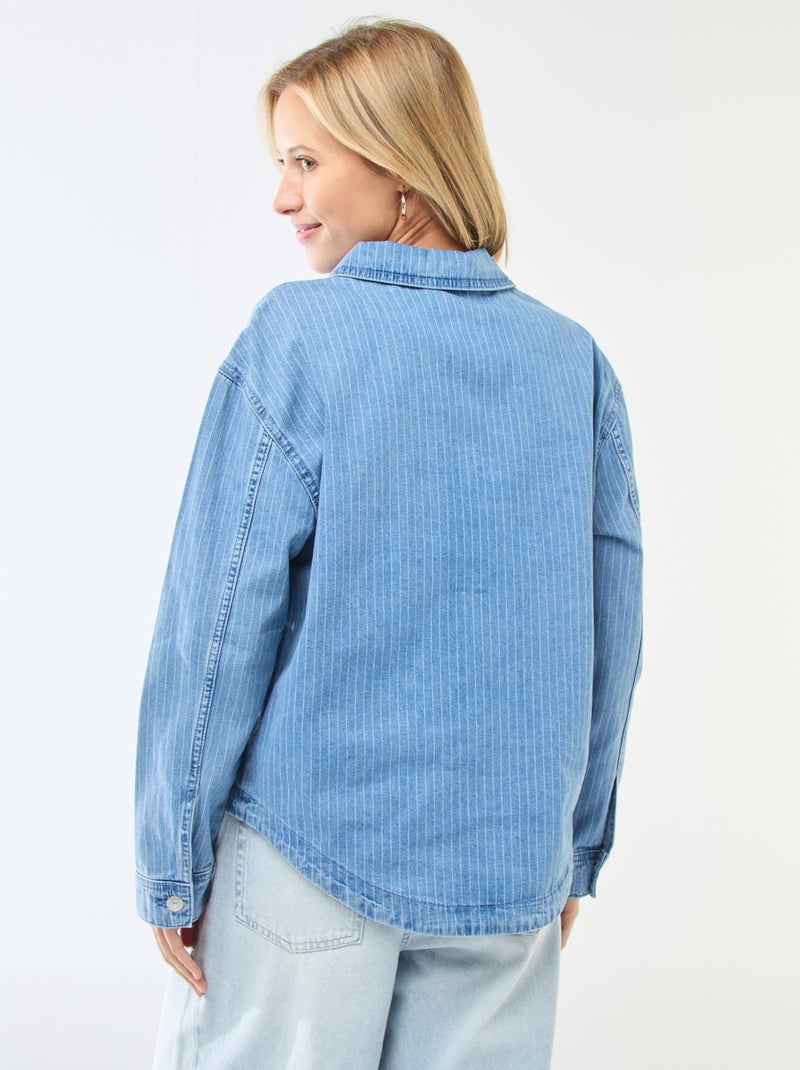 Chemise denim manches longues Bleu - Kiabi