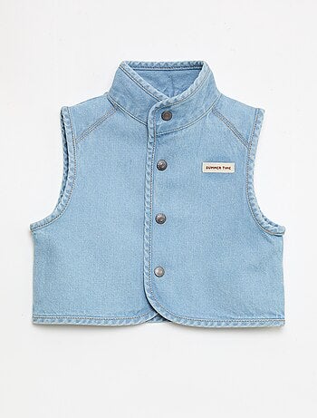 Chemise denim sans manches en coton